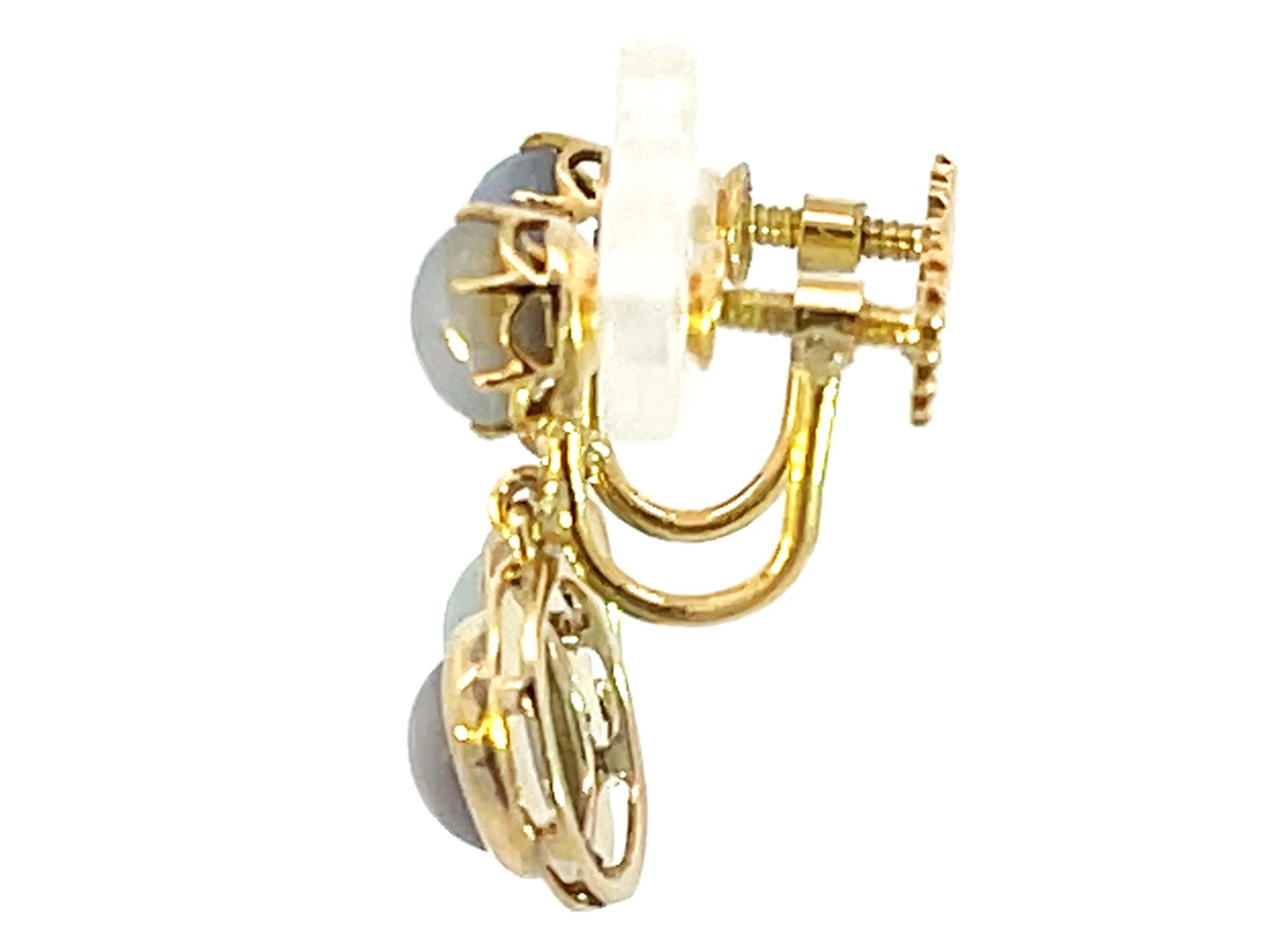 Boucles d'oreilles pendantes en or jaune 14k avec étoiles saphir Pour femmes en vente