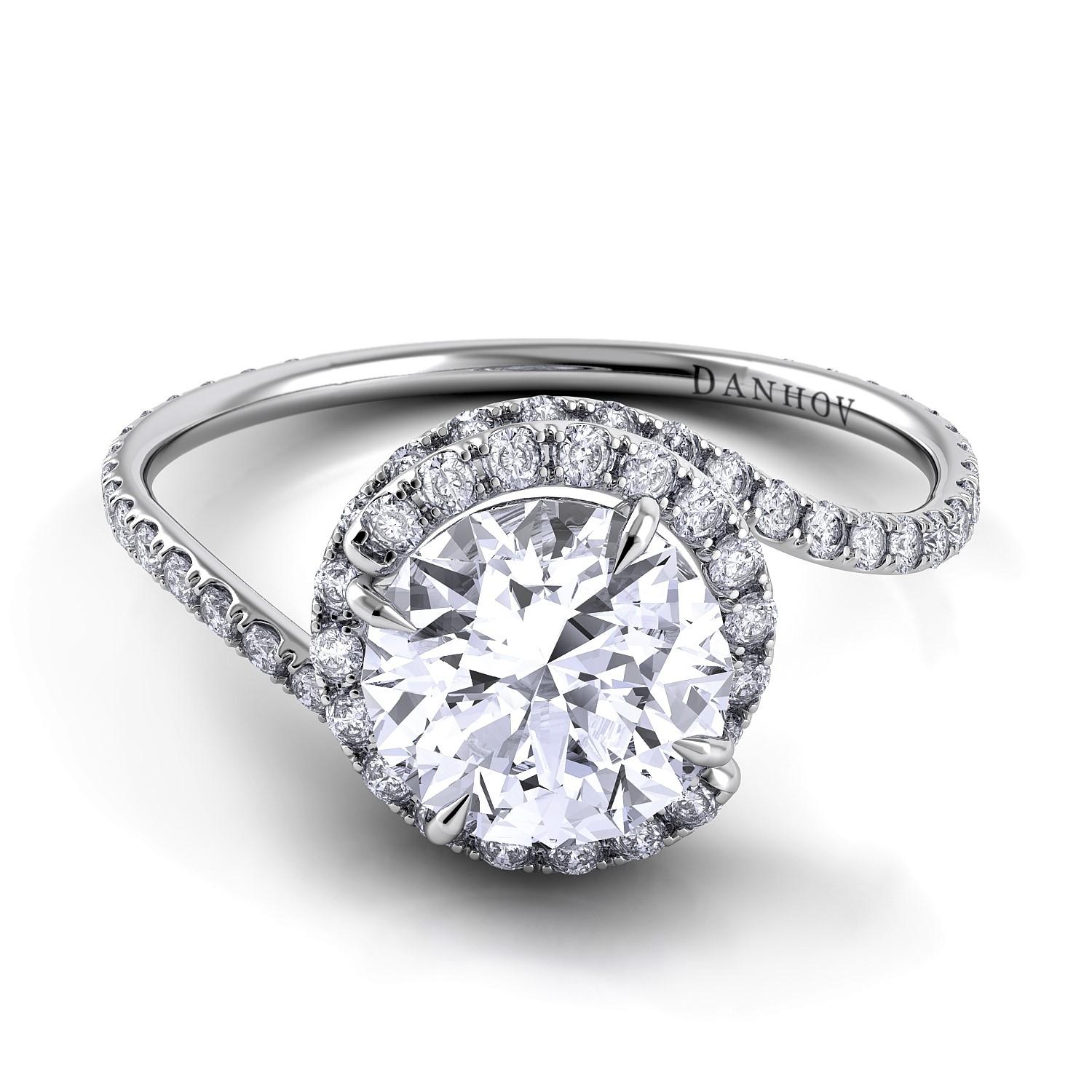 Danhov Abbraccio Award Winning Swirl Diamond Engagement Ring 'AE-100' For Sale 2