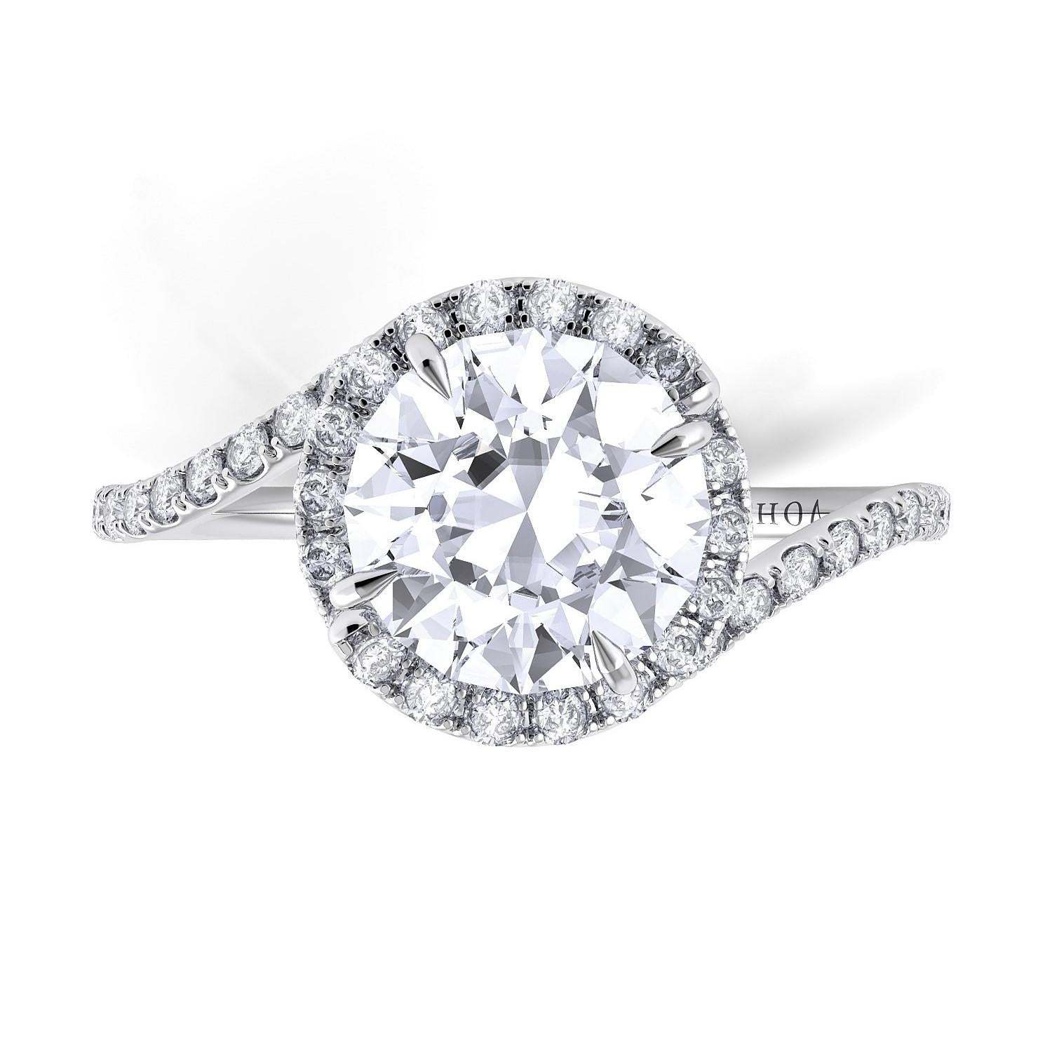 Contemporary Danhov Abbraccio Award Winning Swirl Diamond Engagement Ring 'AE-100' For Sale