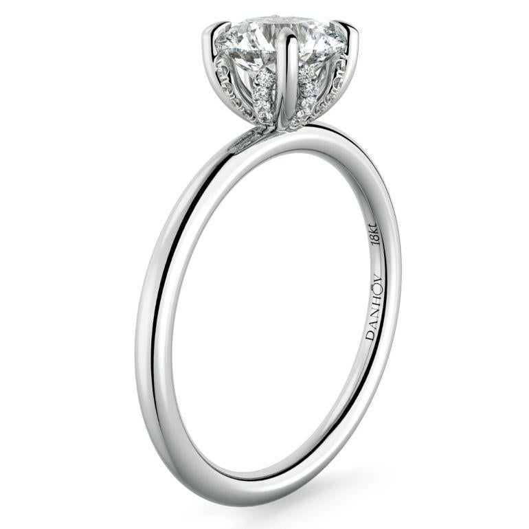 For Sale:  Danhov Classico Engagement Ring in 14k White Gold with 1 carat natural diamond  5