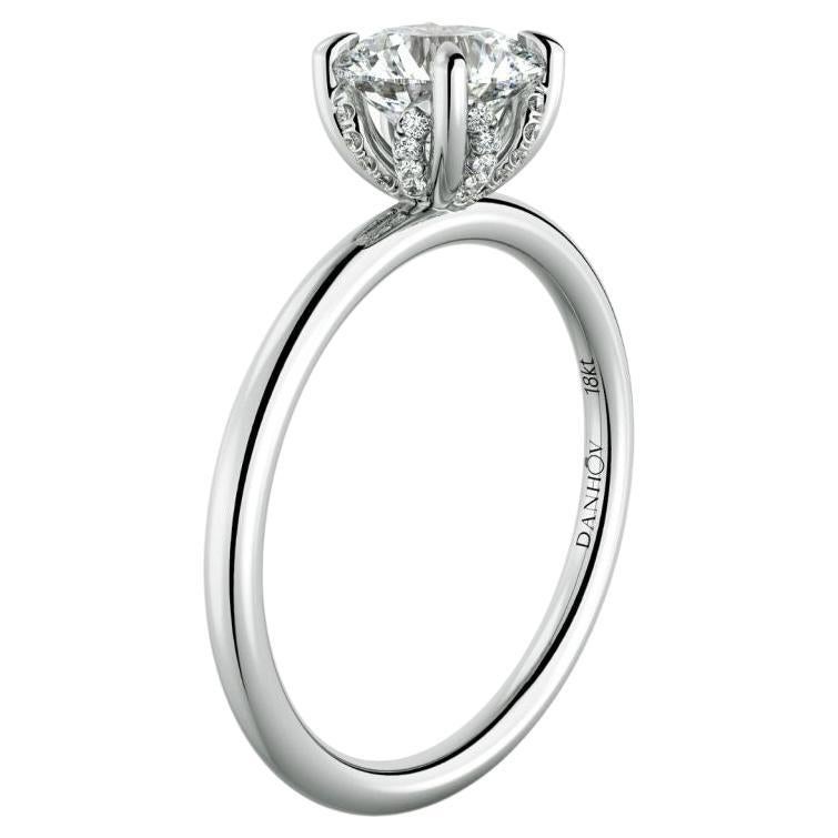 For Sale:  Danhov Classico Engagement Ring in 14k White Gold with 1 carat natural diamond