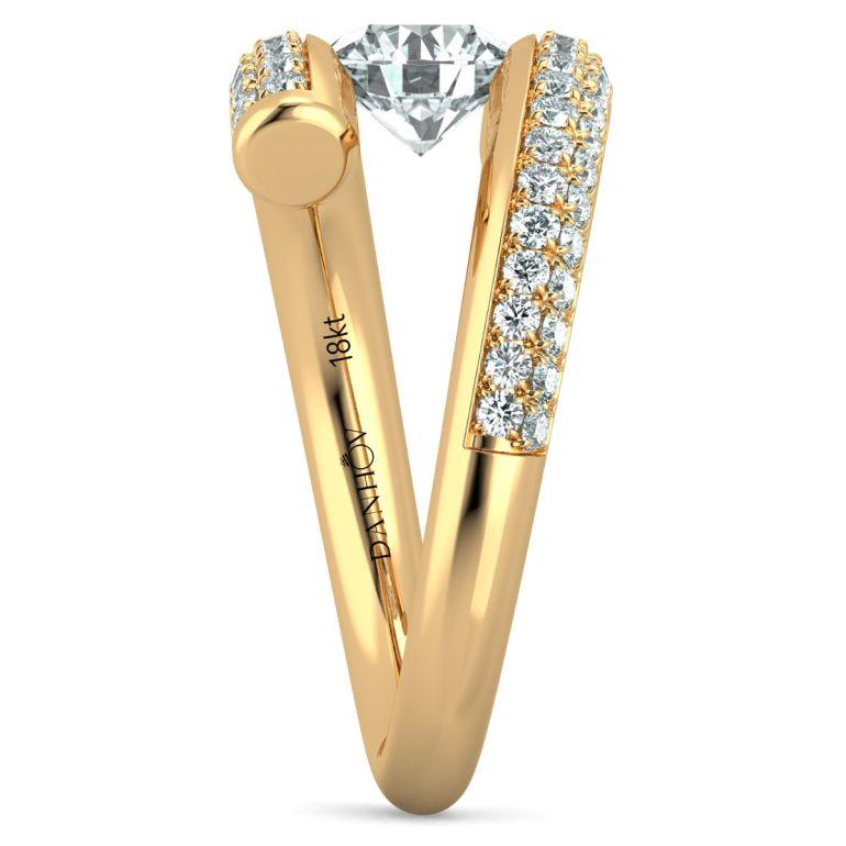 Round Cut Danhov Tension Engagement Ring, Round Natural Diamond in 14k Gold For Sale