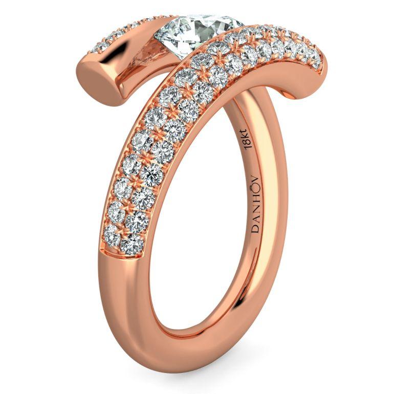 Women's or Men's Danhov Tension Engagement Ring, Round Natural Diamond in 14k Gold For Sale