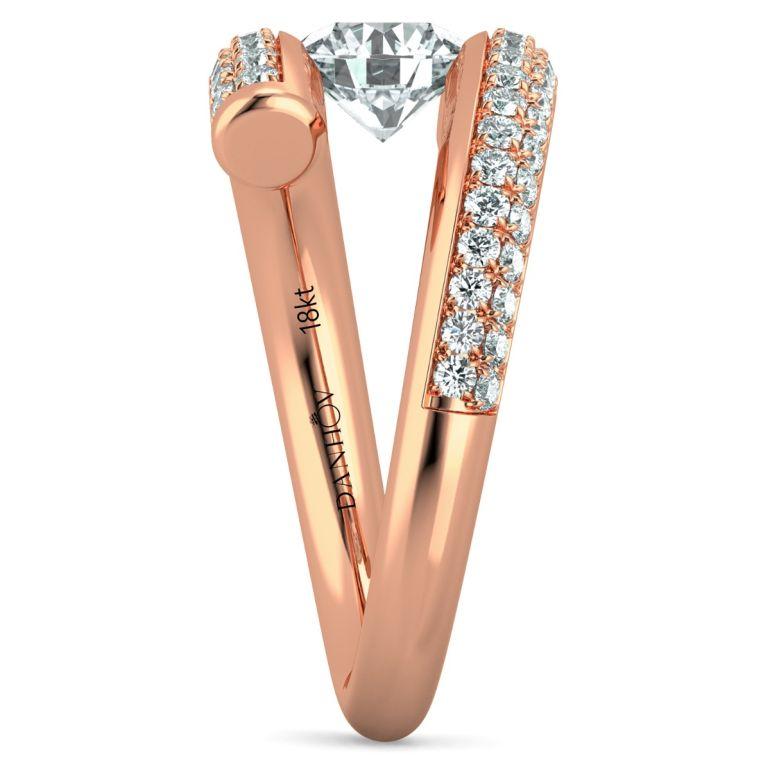 Danhov Tension Engagement Ring, Round Natural Diamond in 14k Gold For Sale 2