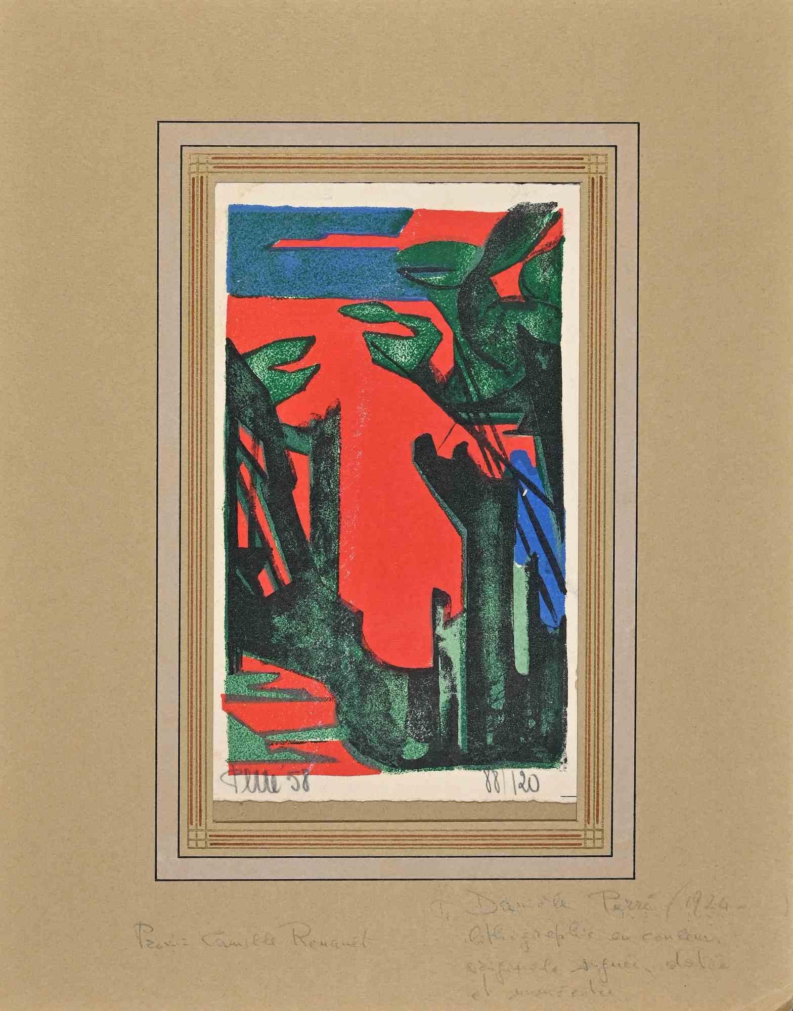Danièle Perre Abstract Print - Composition - Lithograph by Danièle Perré - 1958
