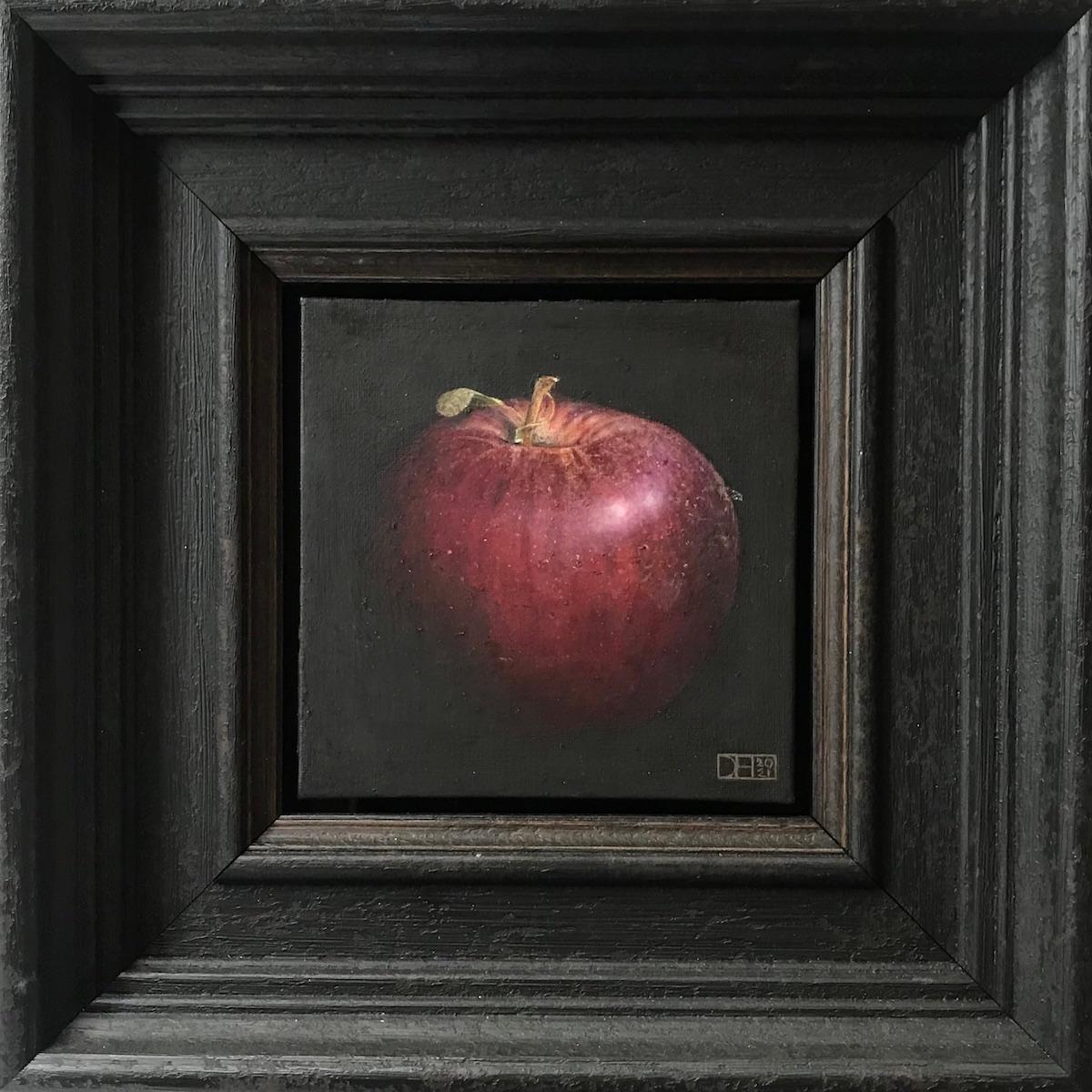 Pomme rouge profonde, Dani Humberstone, peinture à l'huile originale, nature morte, art réaliste