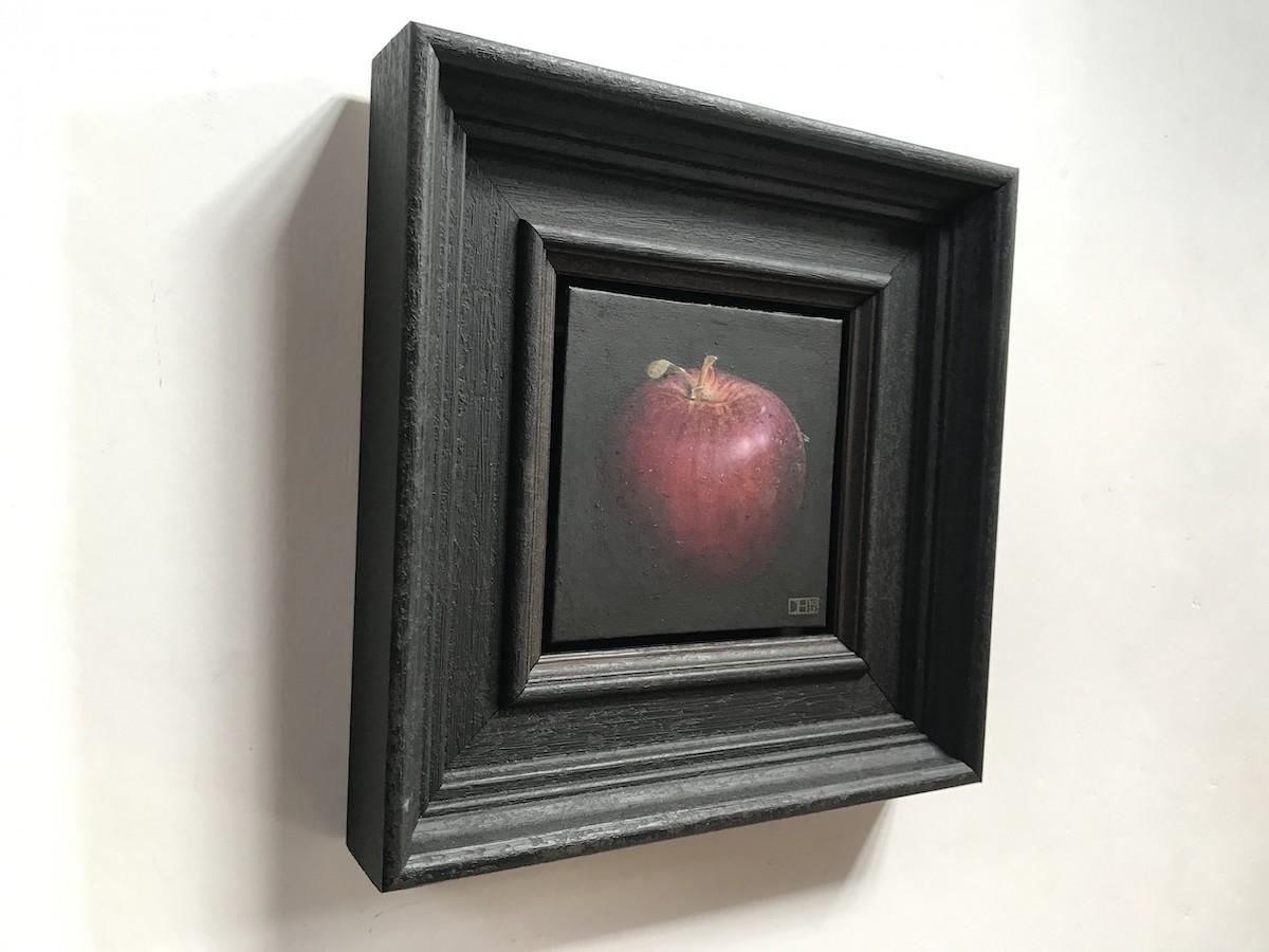 Deep Red Apple, Dani Humberstone, Original still life painting, contemporary art - Black Still-Life Painting by Dani Humberstone 