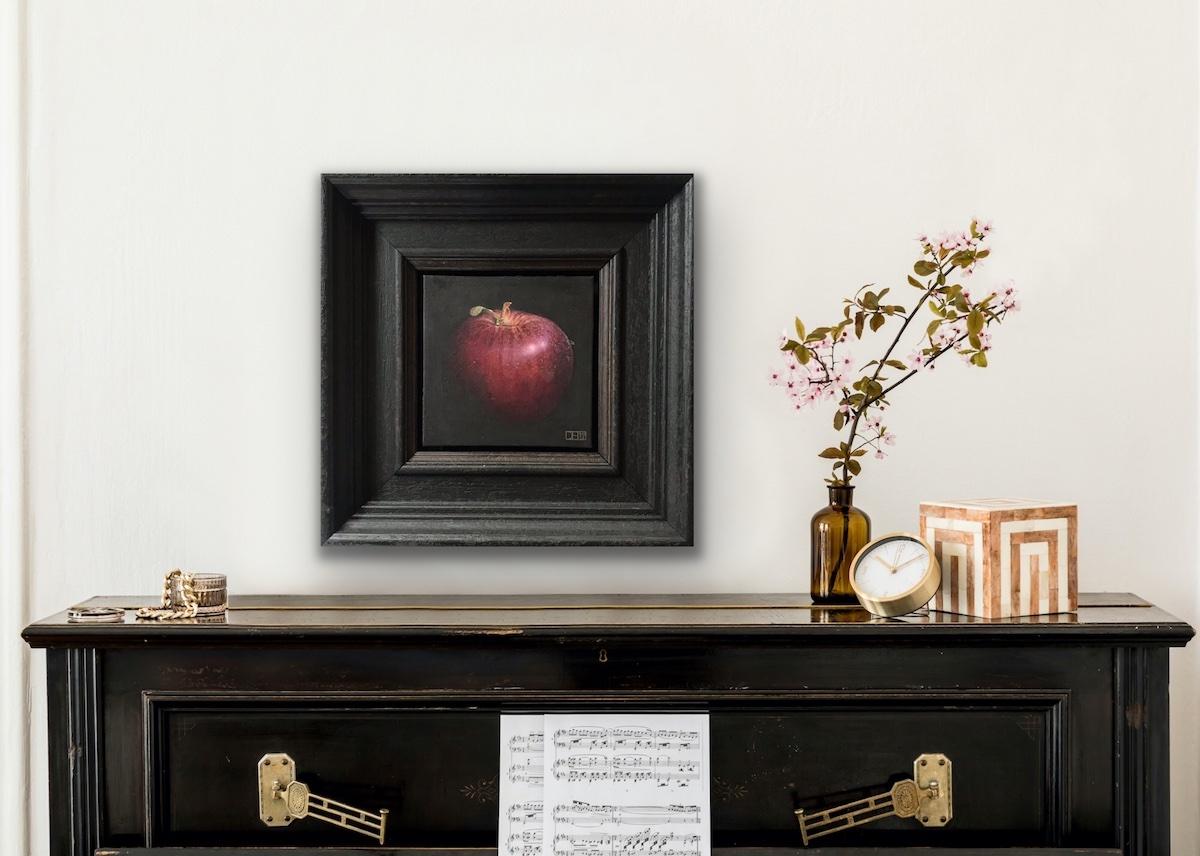 Deep Red Apple, Dani Humberstone, Original still life painting, contemporary art For Sale 3