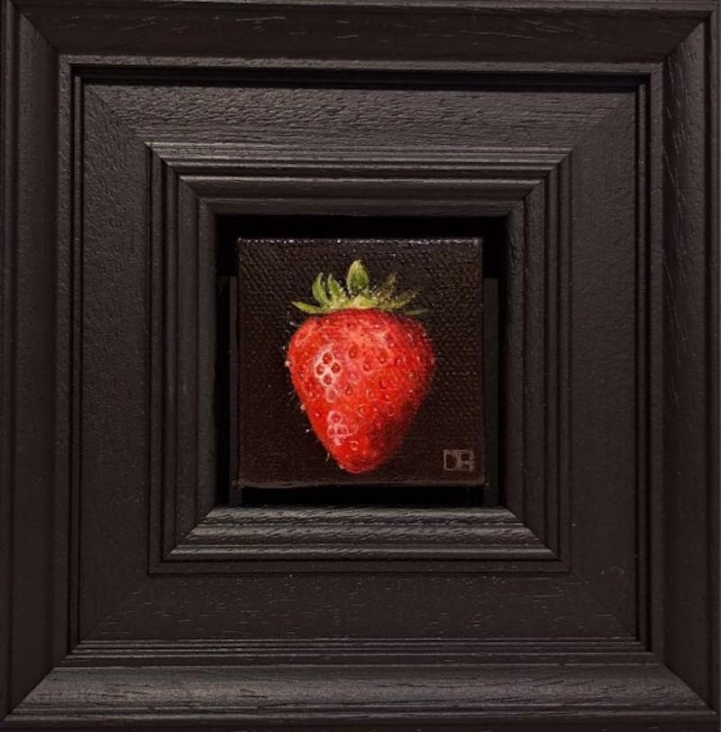 Dani Humberstone  Still-Life Painting - Pocket Bright Red Strawberry fruit art old master style