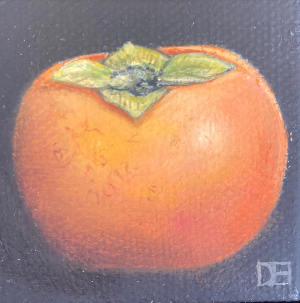 Pocket Persimmon Fruit by Dani Humberstone, Still life, Small Scale Oil Painting For Sale 5