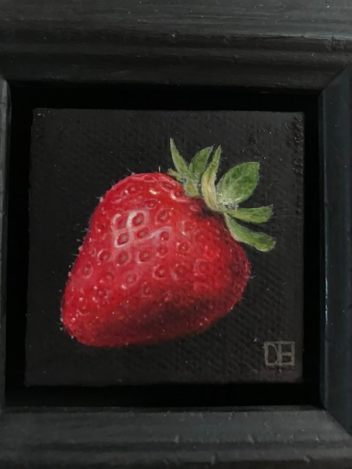 Pocket Strawberry par Dani Humberstone [2022]
original et signé à la main par l'artiste 
Huile sur toile
Taille de l'image : H:5 cm x L:5 cm
Taille complète de l'œuvre non encadrée : H:5 cm x L:5 cm x P:2cm
Taille du cadre : H:15 cm x L:15 cm x
