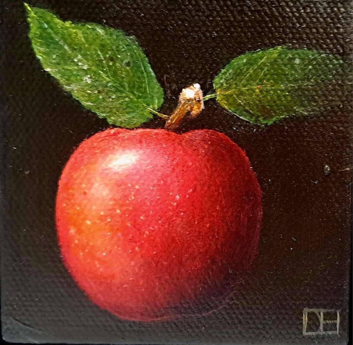 Mela rossa Pittura molto molto tascabile - Painting Contemporaneo di Dani Humberstone