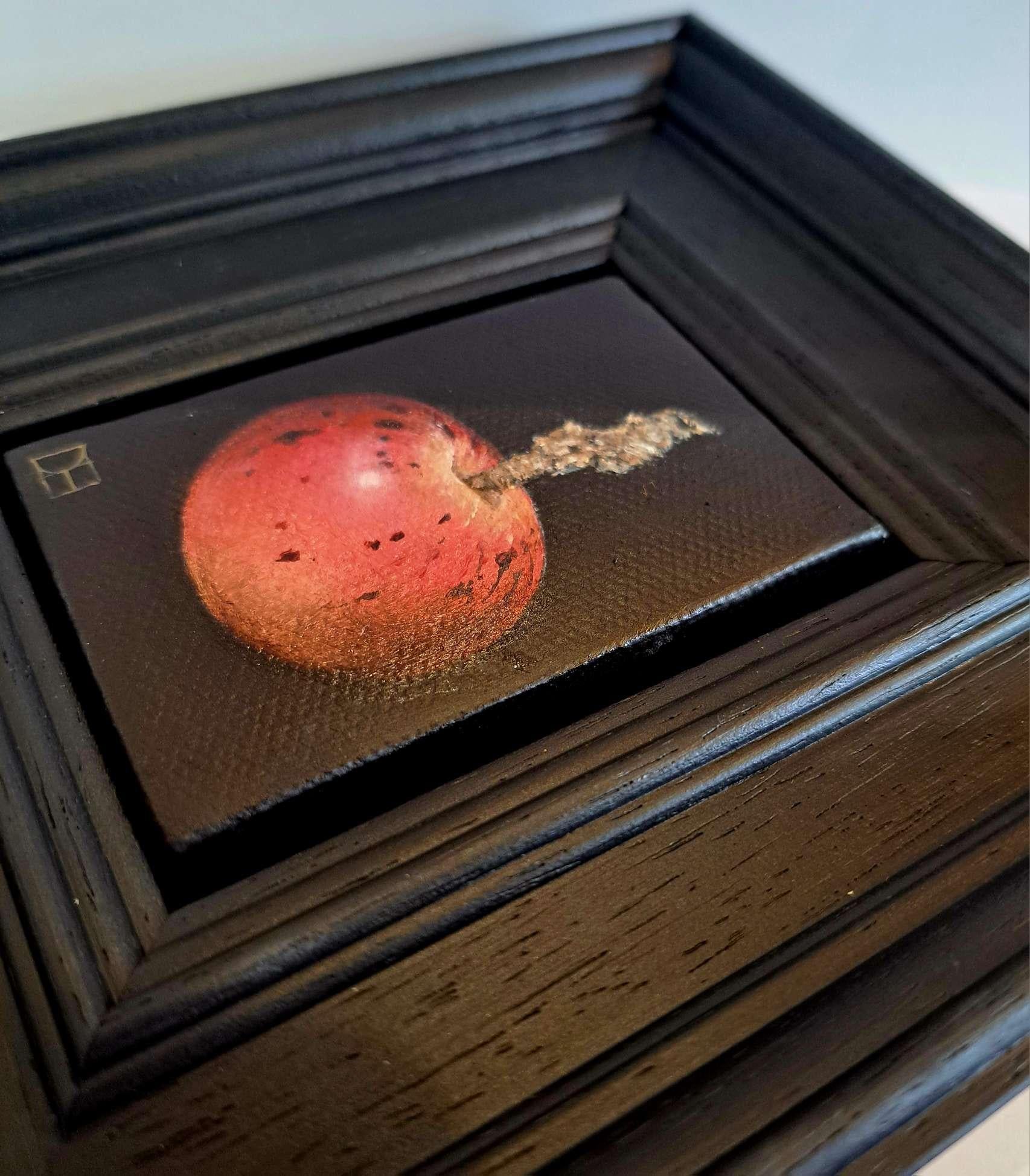 Pittura di mela rossa Wild Pocket, pittura originale, natura morta - Still-Life Painting Nero di Dani Humberstone