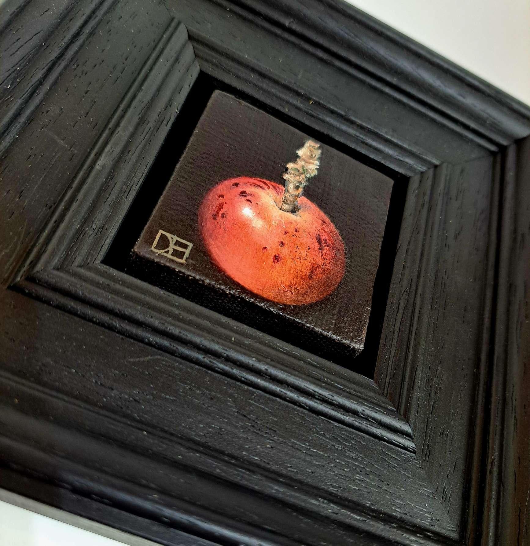 Huevo de mirlo verdoso de bolsillo 3c es un óleo original de Dani Humberstone que forma parte de su serie de óleos de bolsillo, en la que presenta óleos realistas a pequeña escala, con un guiño a la pintura barroca de bodegones. Los cuadros están