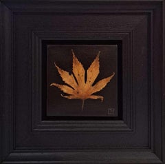 Feuille d'automne peinture de poche 5c, peinture originale, contemporaine