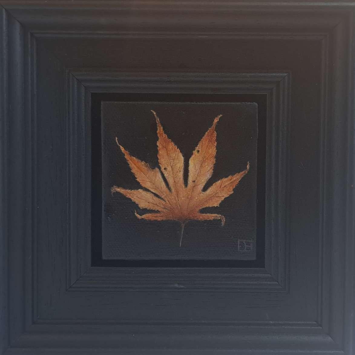 Quadro tascabile con foglie d'autunno 5c, quadro originale, natura morta - Still-Life Painting Nero di Dani Humberstone