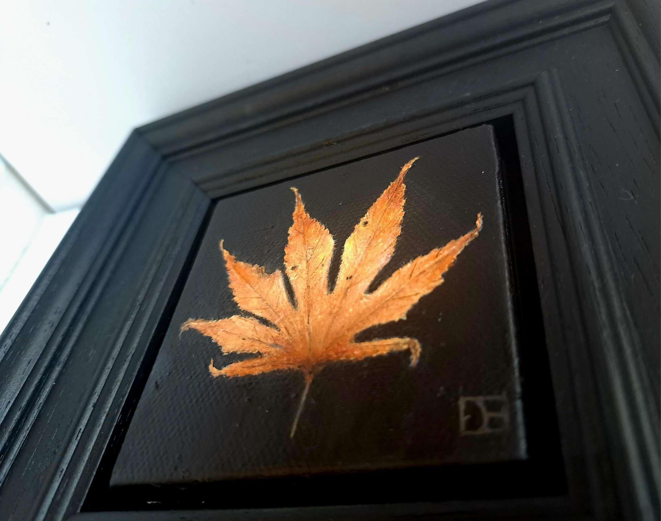 Quadro tascabile con foglie d'autunno 5c, quadro originale, natura morta in vendita 1