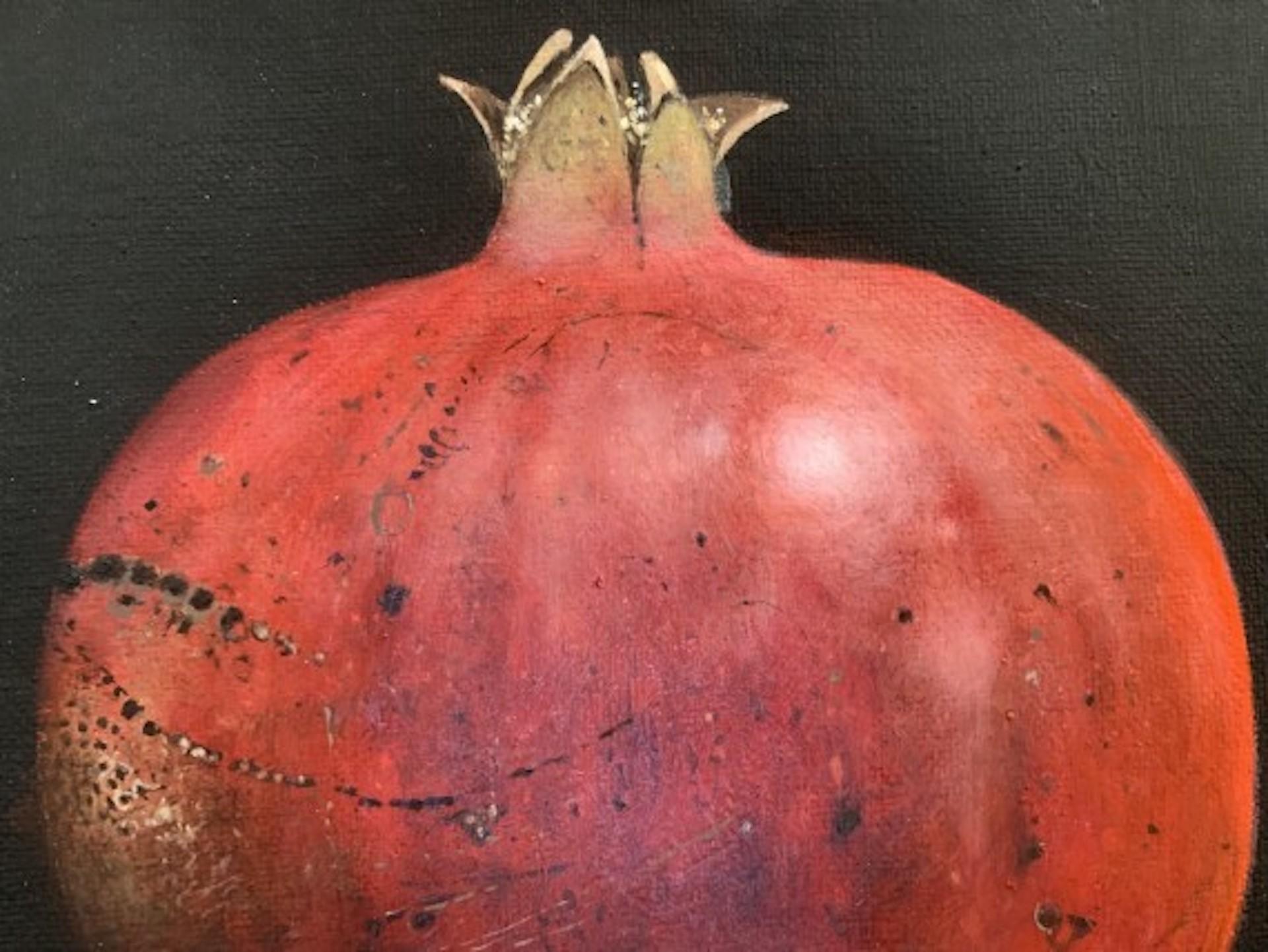 Baroke Red Pomegranate, Dani Humberstone, Original Fruit Painting, Realist Art 1