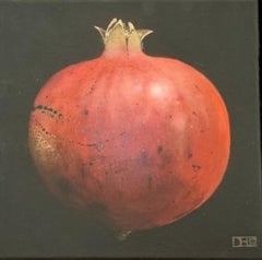 Baroke Red Pomegranate, Dani Humberstone, Original Fruit Painting, Realist Art
