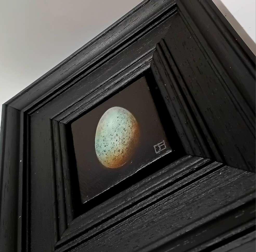 Blackbird's Egg Blue Pocket Painting 5, original painting, contemporary For Sale 3