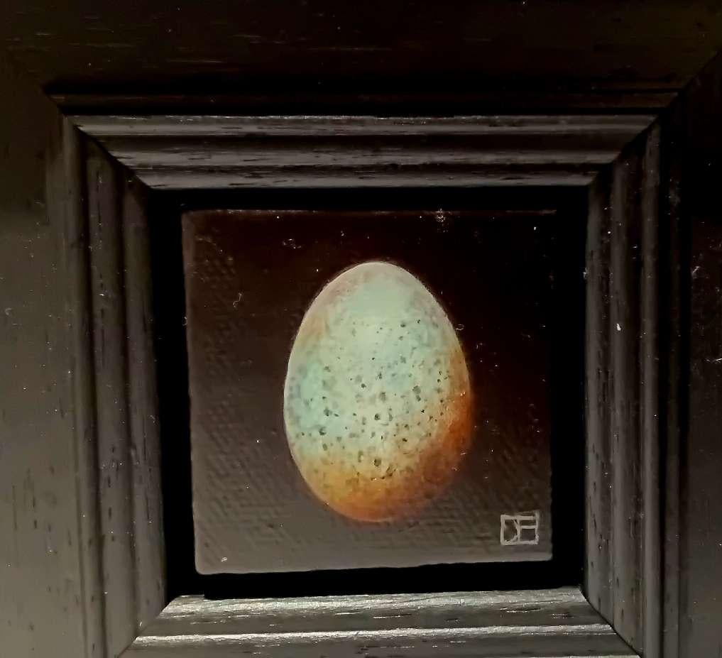Blackbird's Egg Blue Pocket Painting 5, original painting, contemporary For Sale 4