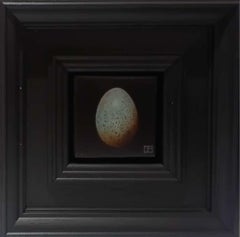 Pittura tascabile blu uovo di merlo 5, pittura originale, contemporanea