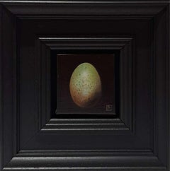 Pittura tascabile verdastra a forma di uovo di merlo