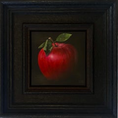 Bright Shiny Red Apple with Oil on Canvas, Painting by Dani Humberstone