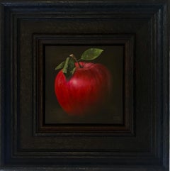 Mela rossa brillante con olio su tela, dipinto di Dani Humberstone