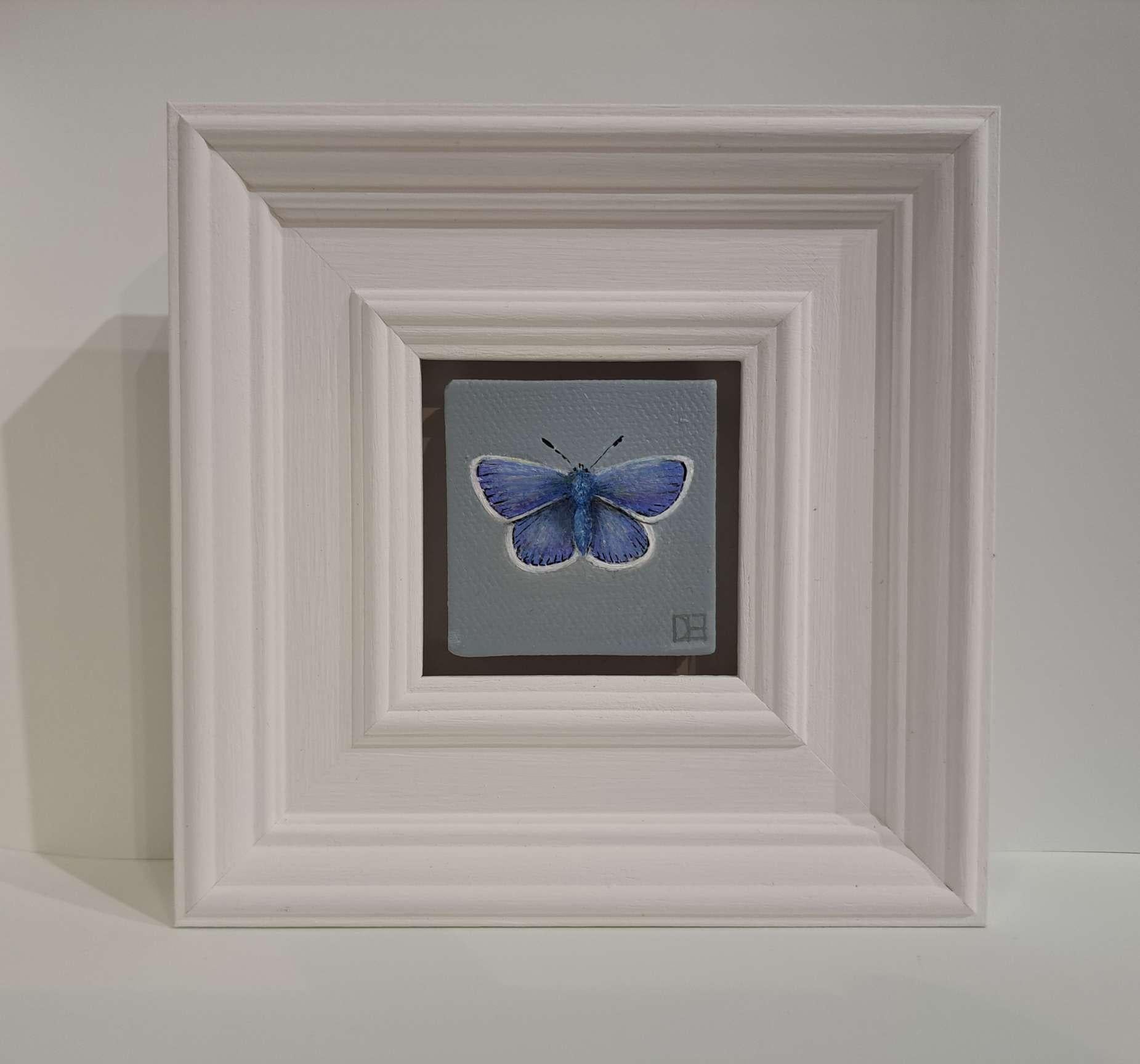 Butterfly Common Blue (White Collection) Pocket Painting, original painting For Sale 5