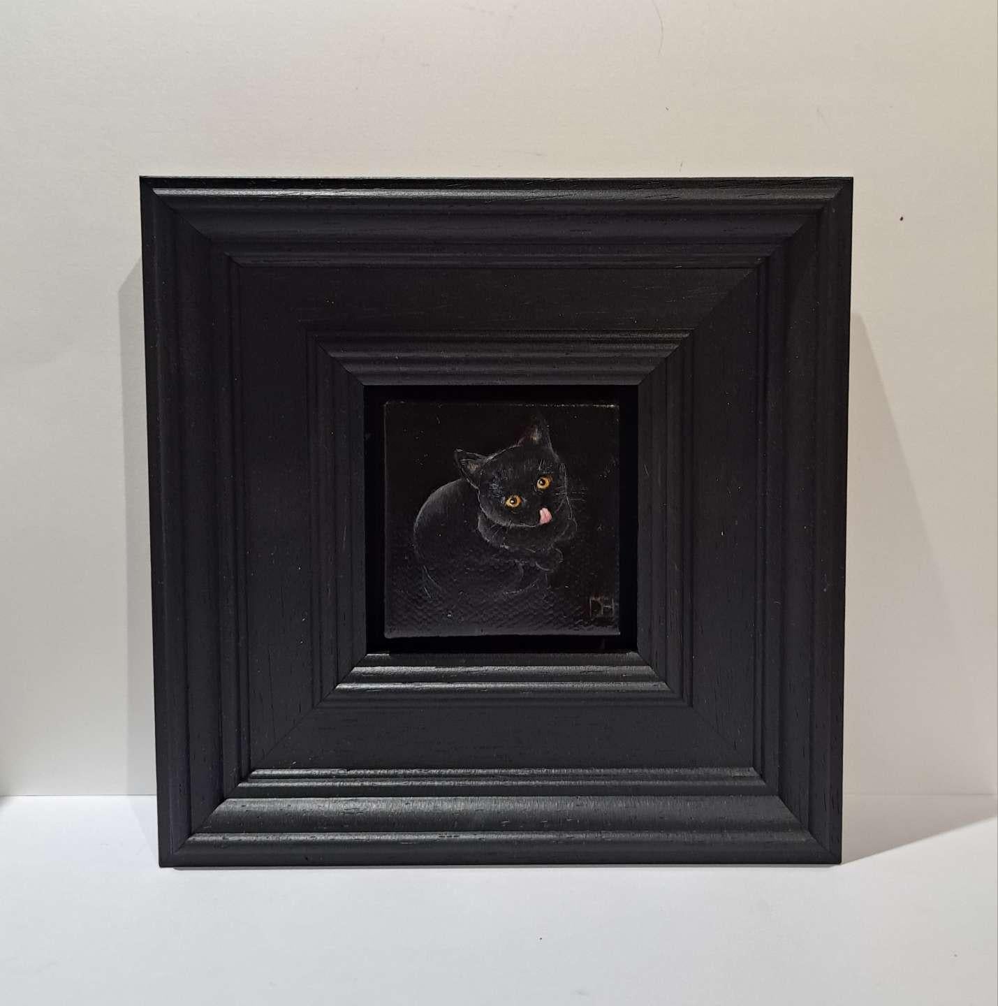 Gatto nero Molto e bella pittura tascabile - Still-Life Painting Nero di Dani Humberstone