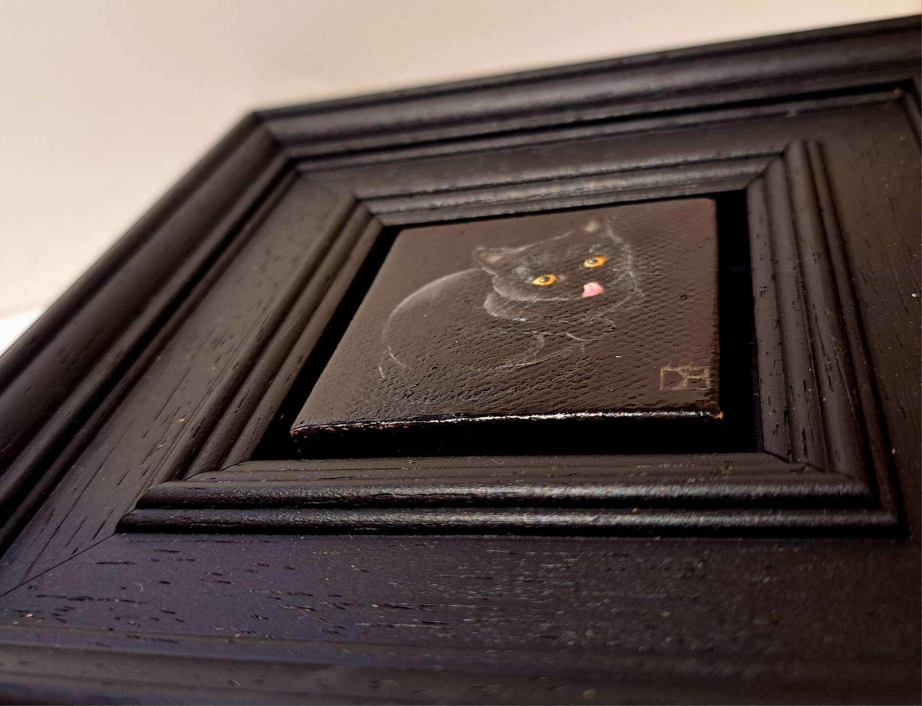 Gatto nero Molto e bella pittura tascabile 1