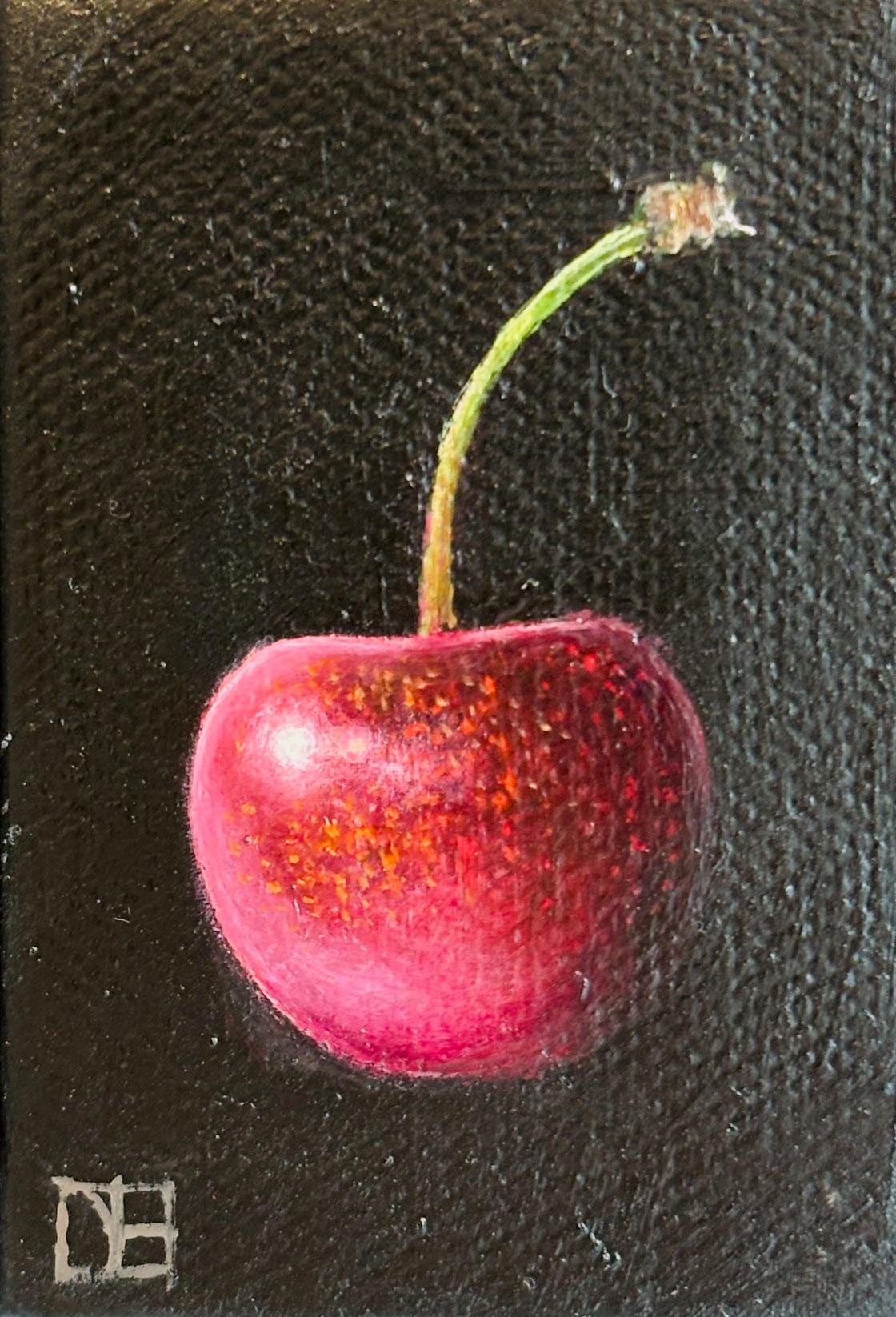 Kirsche - original realismus stillleben obst malerei - zeitgenössische kunst (Realismus), Painting, von Dani Humberstone