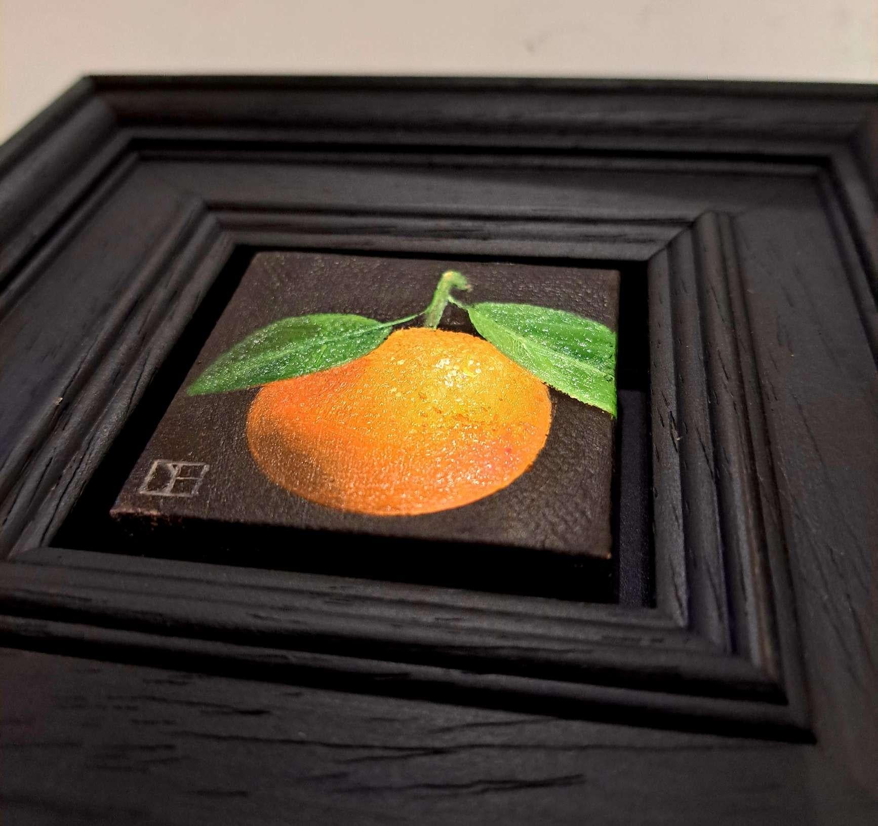 Clementine Small Pocket Painting c, original painting, still-life im Angebot 3