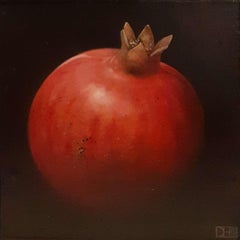 Dani Humberstone, Shiny Red Pomegranate Renaissance Style Painting, Realist Art