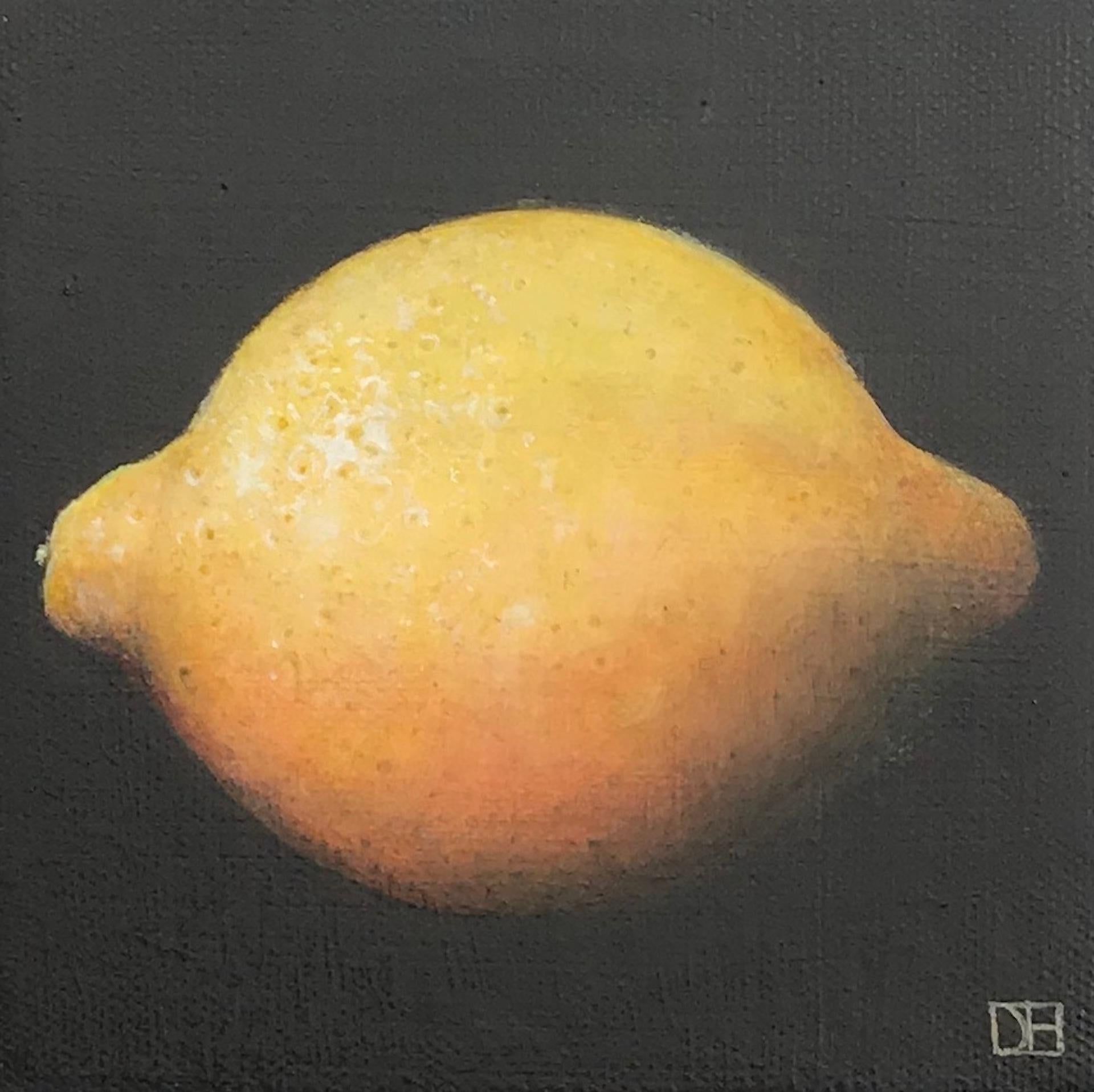 Dani Humberstone, Very Yellow Lemon, Original Painting, Realistic Fruit Painting