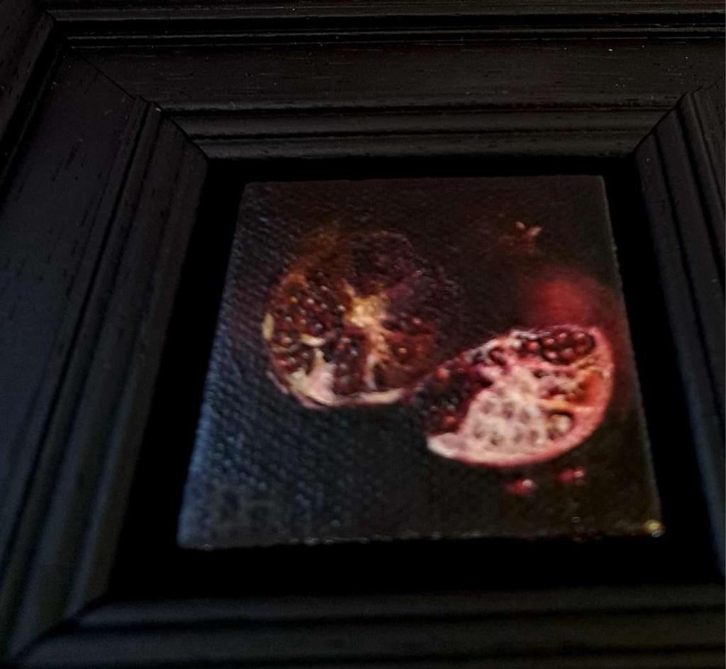 Diptych of Pocket Chiaroscuro Pomegranate Tableau and Pocket Dark Cherries For Sale 2