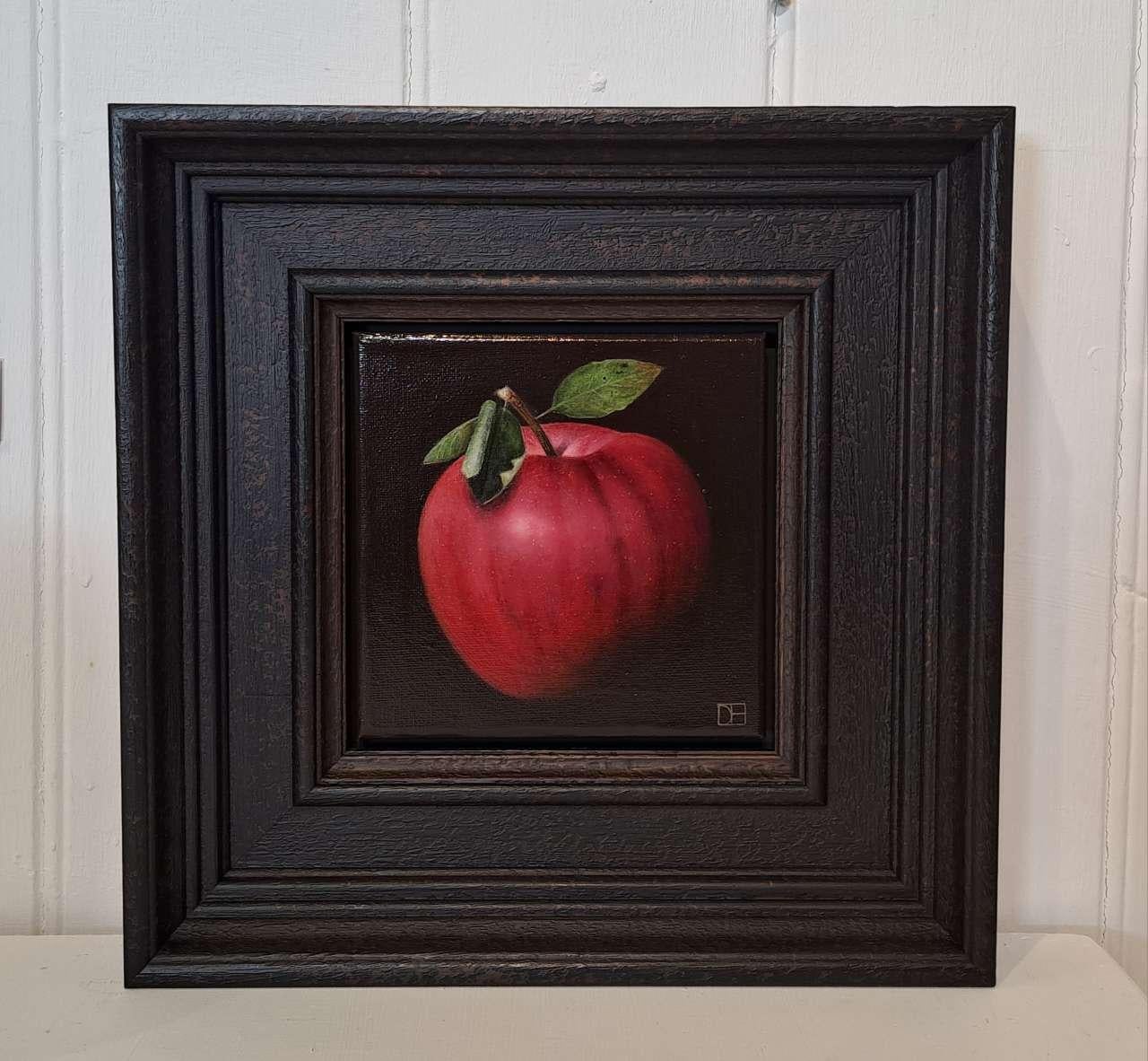 Dittico di Clementine arancione giallo tascabile e di Mela rossa molto brillante - Still-Life Painting Grigio di Dani Humberstone