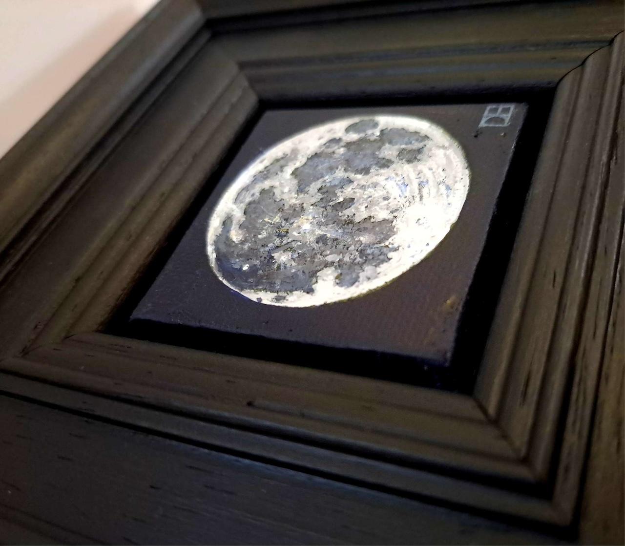 Dittico di Sole e Luna, Dipinti a olio originali, Astronomia, Pianeti, Nature 5
