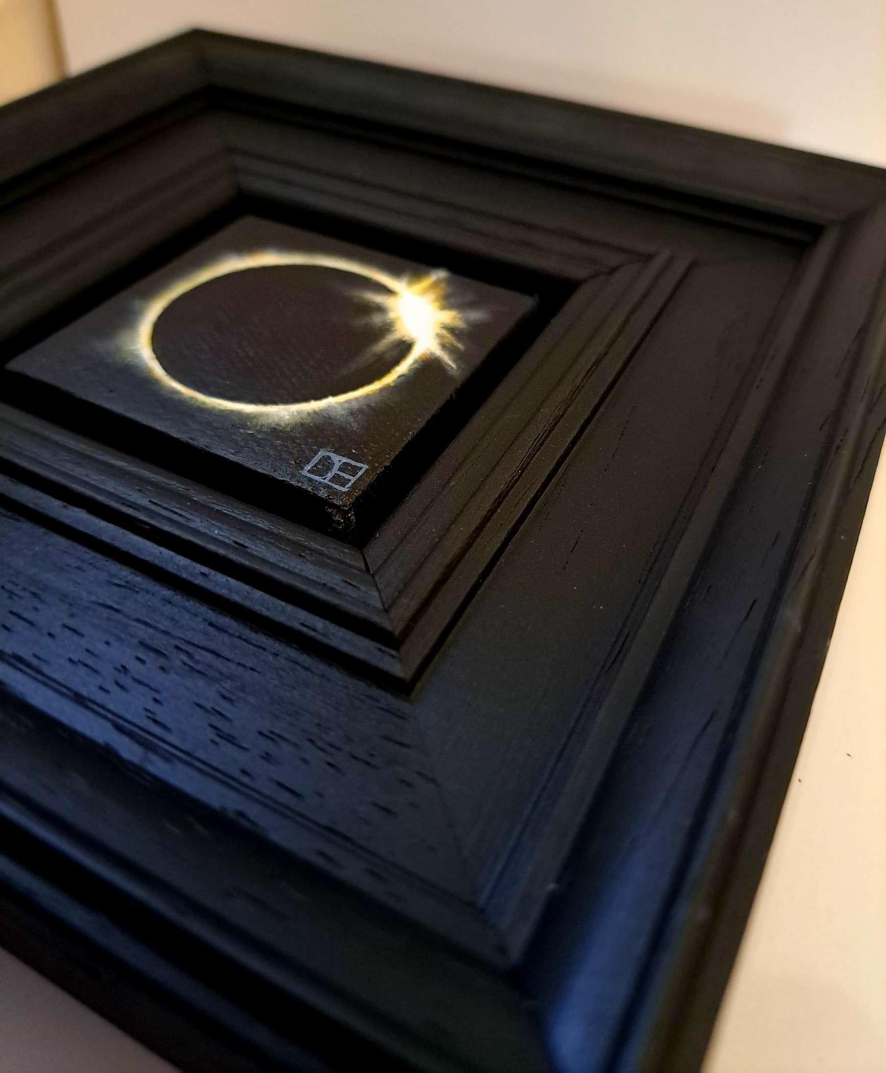 Dittico di Sole e Luna, Dipinti a olio originali, Astronomia, Pianeti, Nature 4