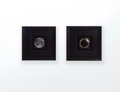 Diptychon von Sonne und Mond, Original Ölgemälde, Astronomie, Planeten, Nature