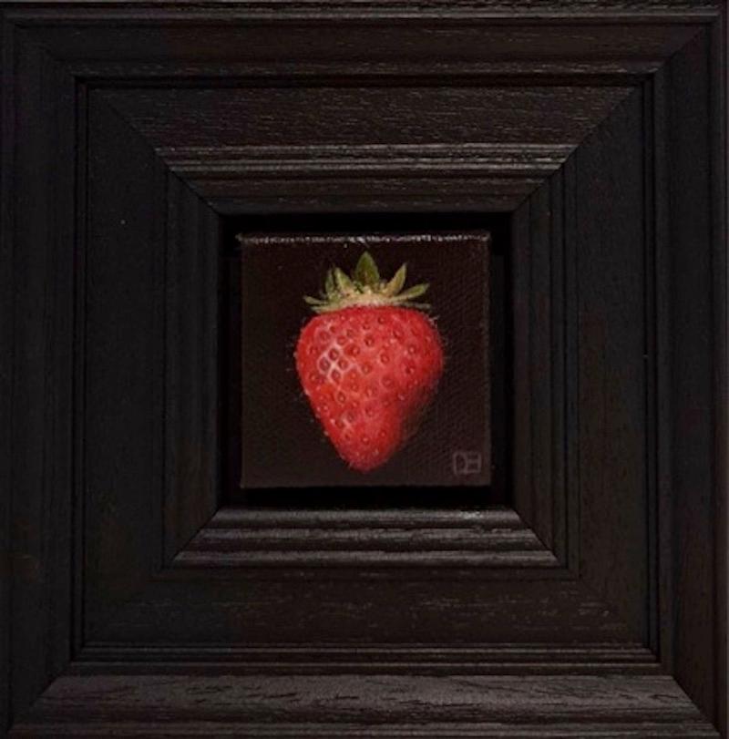 Diptych, Pocket red strawberry, Pocket blue sloes, food art, still-life - Contemporary Painting by Dani Humberstone