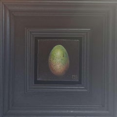 Egg Blackbird Greenish Pocket Painting 4c, original painting, still-life