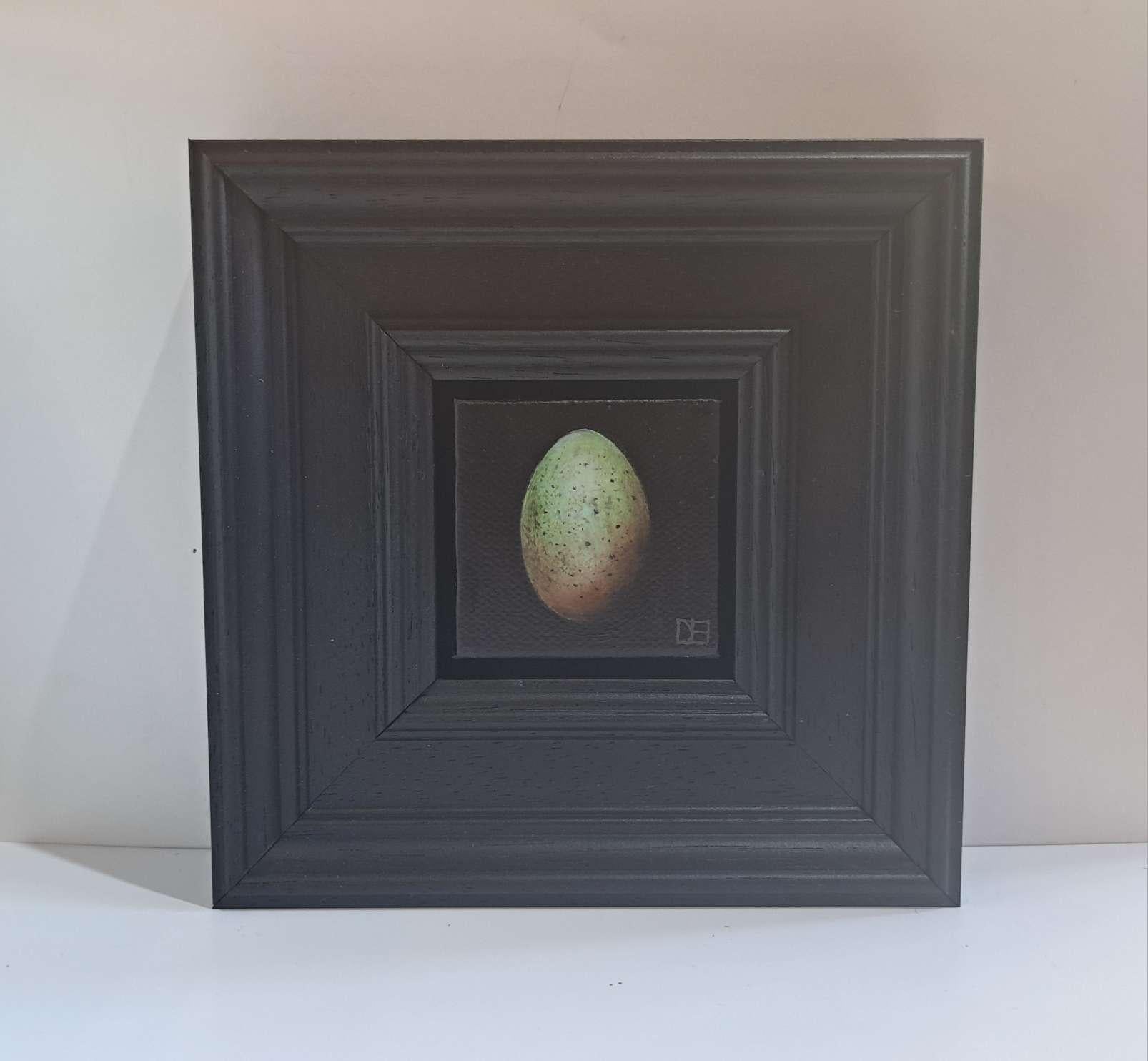 Egg Blackbird Greenish Pocket Painting 5c, original painting, still-life For Sale 5