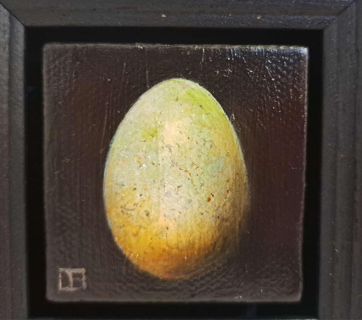 Egg Blackbird's Greenish Pocket Painting 3c, original painting, contemporary For Sale 3