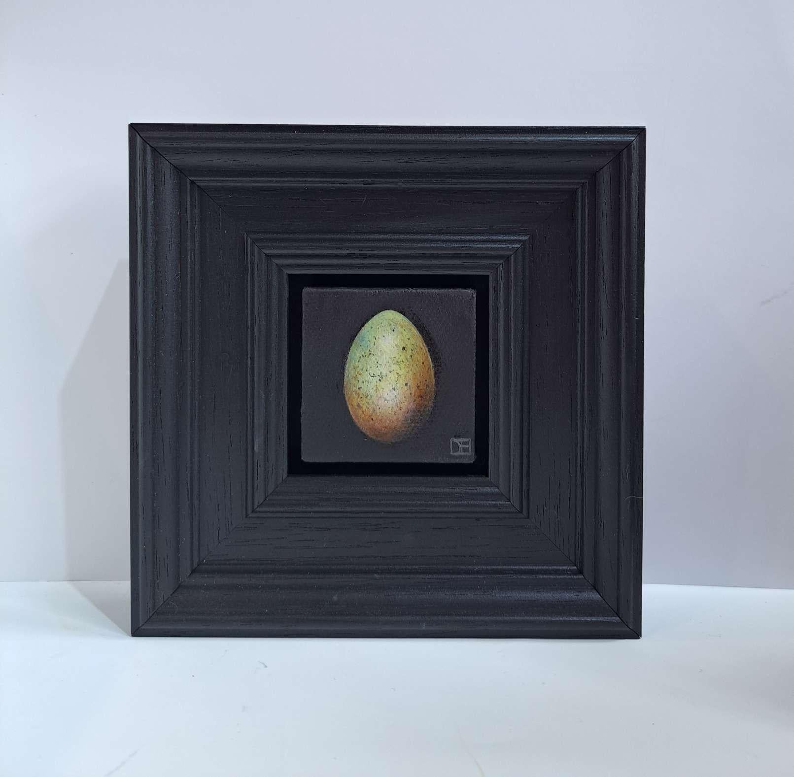 Egg Blackbird's Greenish Pocket Painting 4c, Originalgemälde, Stillleben im Angebot 3