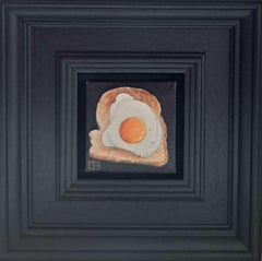 Uovo fritto su pane tostato Pocket Painting 208, quadro originale, natura morta