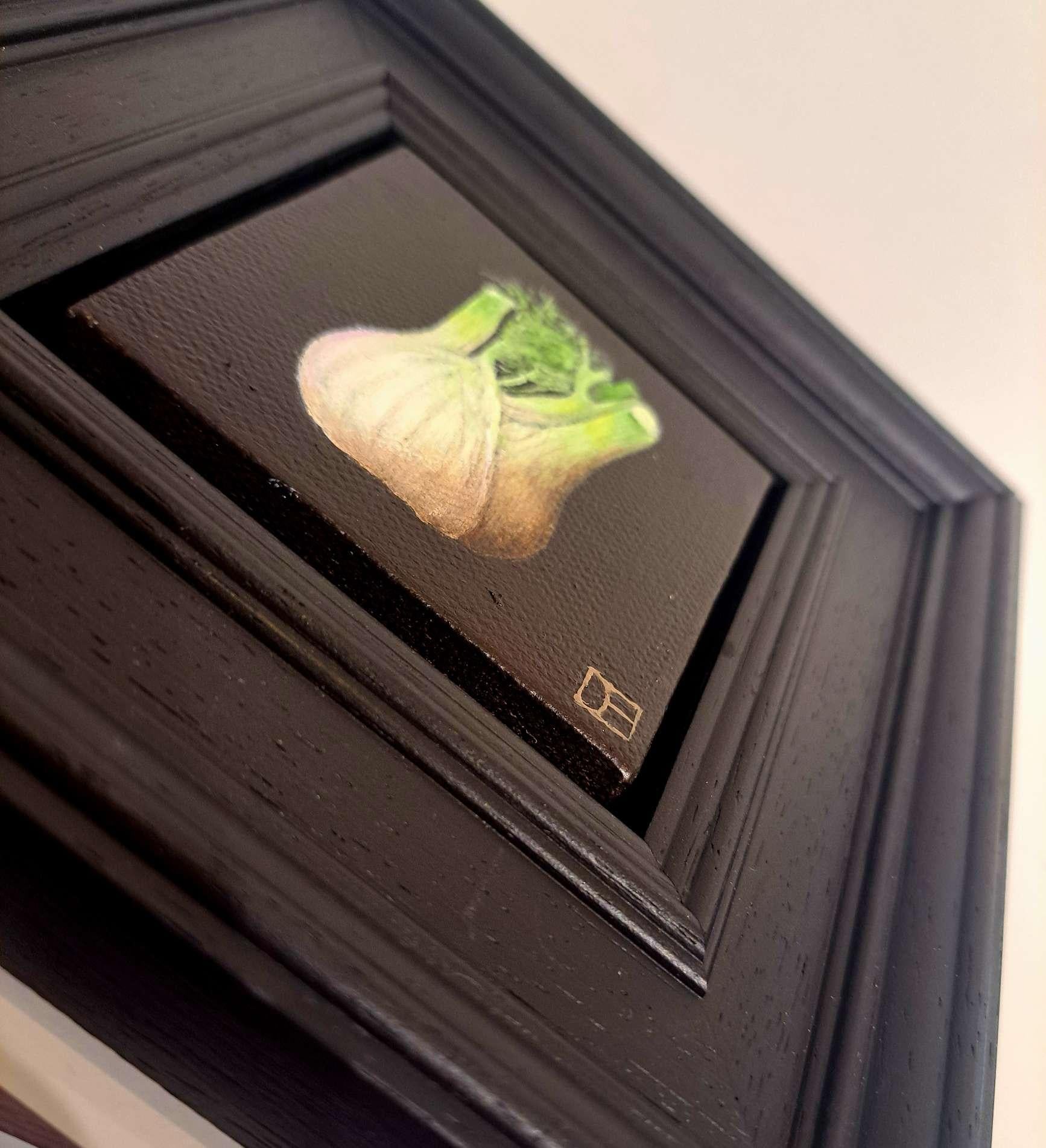 Fenchelknolle Taschenmalerei, Originalgemälde, Stillleben (Schwarz), Still-Life Painting, von Dani Humberstone