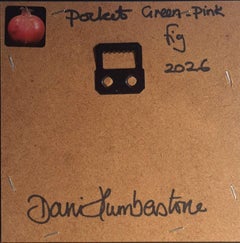 Fig Green-Pink Pocket Painting, original painting, still life