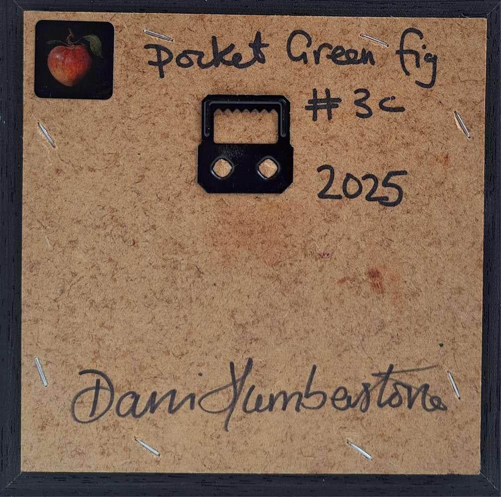 Pintura de bolsillo Fig Green 3c, pintura original, bodegón - Painting Contemporáneo de Dani Humberstone